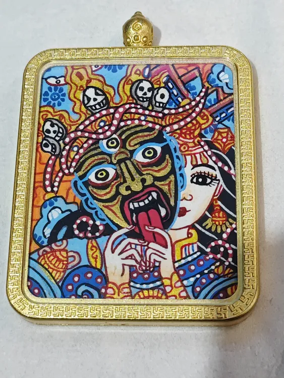 钛钢吊坠 西藏扎基拉姆唐卡