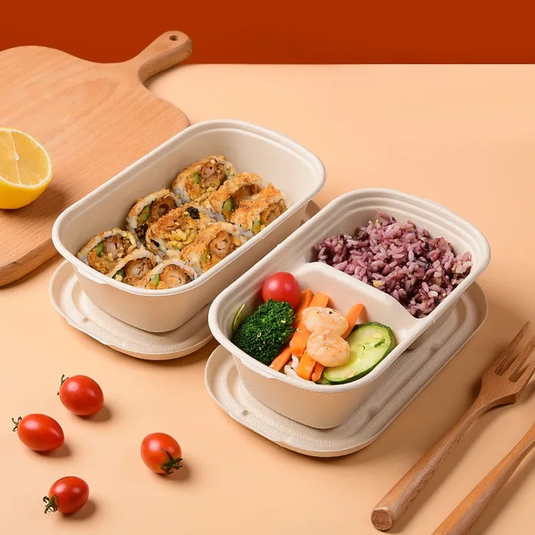 一次性可降解轻食健身餐沙拉青团打包外卖分隔餐盒便当盒50套包邮