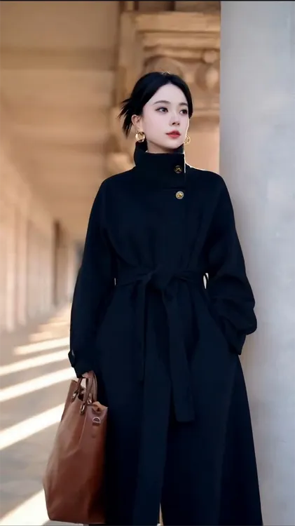 双面羊毛大衣网红女2024新款秋冬季中长款小个子气质羊毛呢大衣