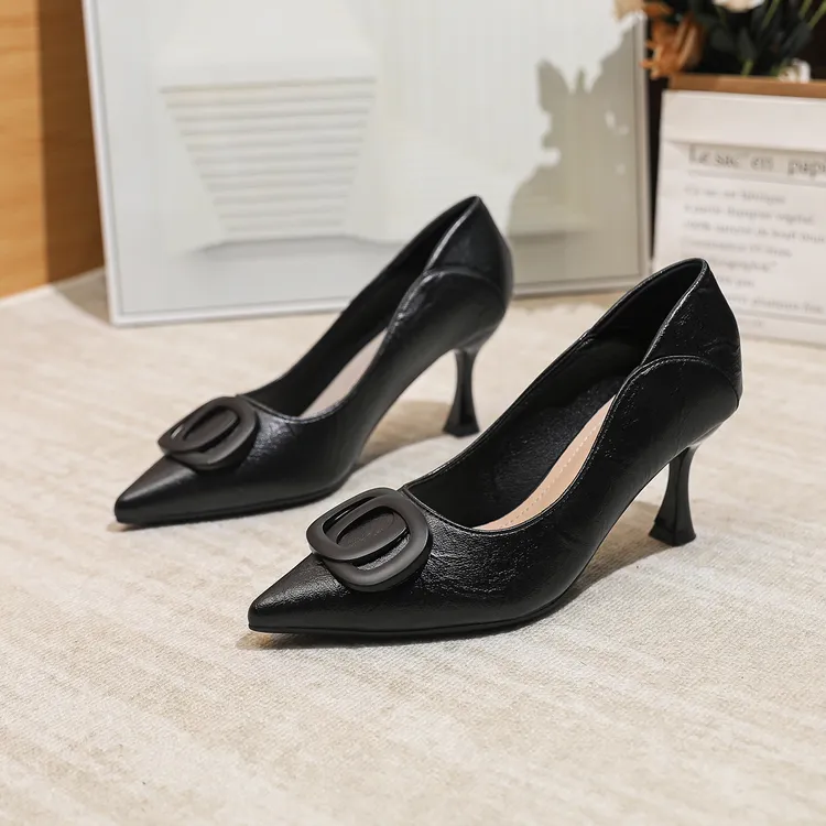 浅口高跟鞋女2025爆款洋气高贵上档次久穿不累女鞋百搭黑色单鞋