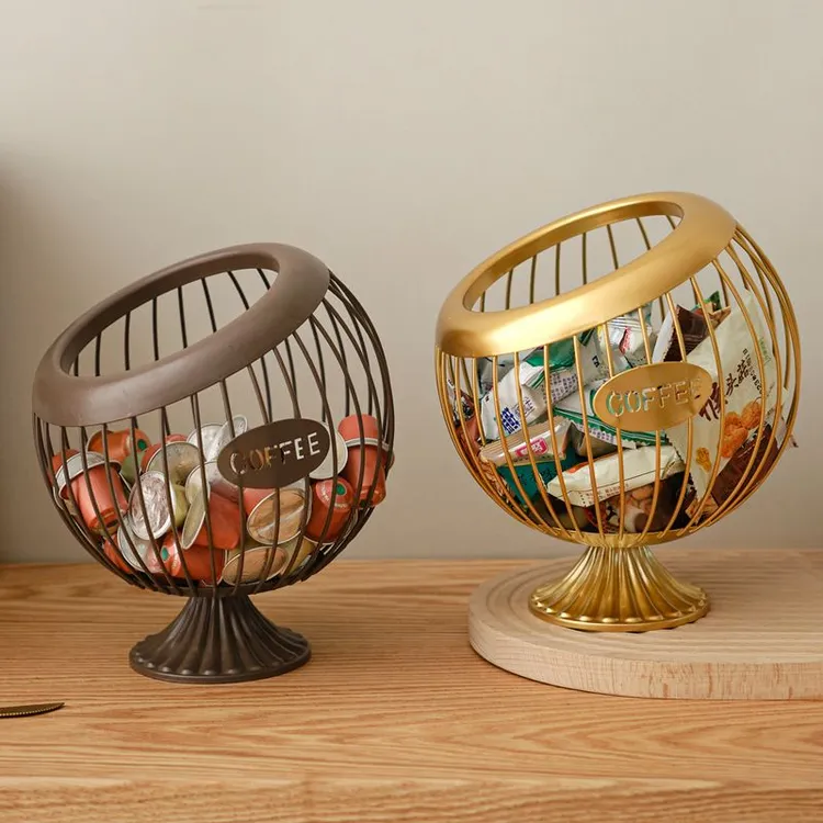 客厅茶几糖果收纳盘装饰摆件高颜值铁艺水果篮高档零食放置收纳篮