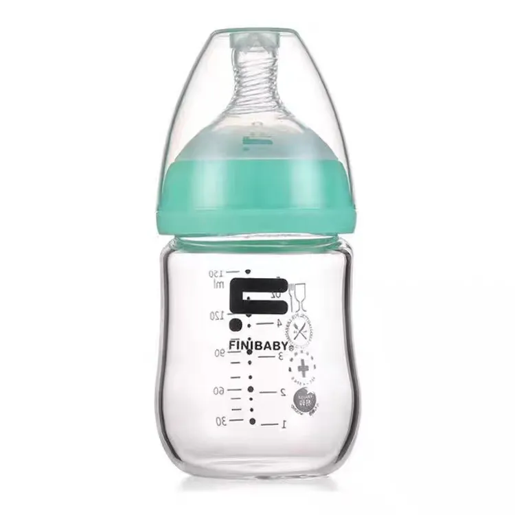 菲尼贝贝新生儿玻璃奶瓶0月以上宝宝适用耐高温晶莹剔透易抓握150