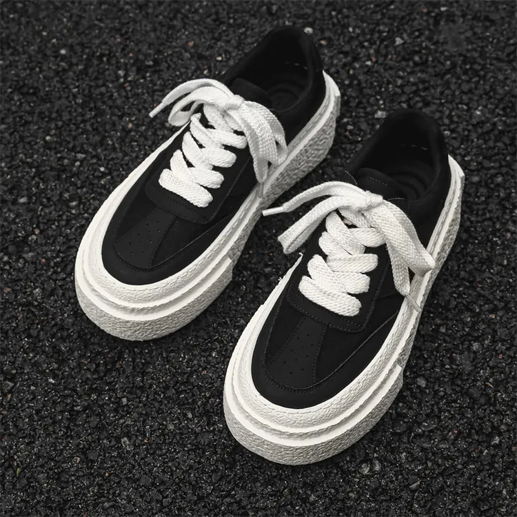 夏季透气板鞋男厚底增高潮鞋ins百搭时尚德训鞋男士情侣小白鞋男