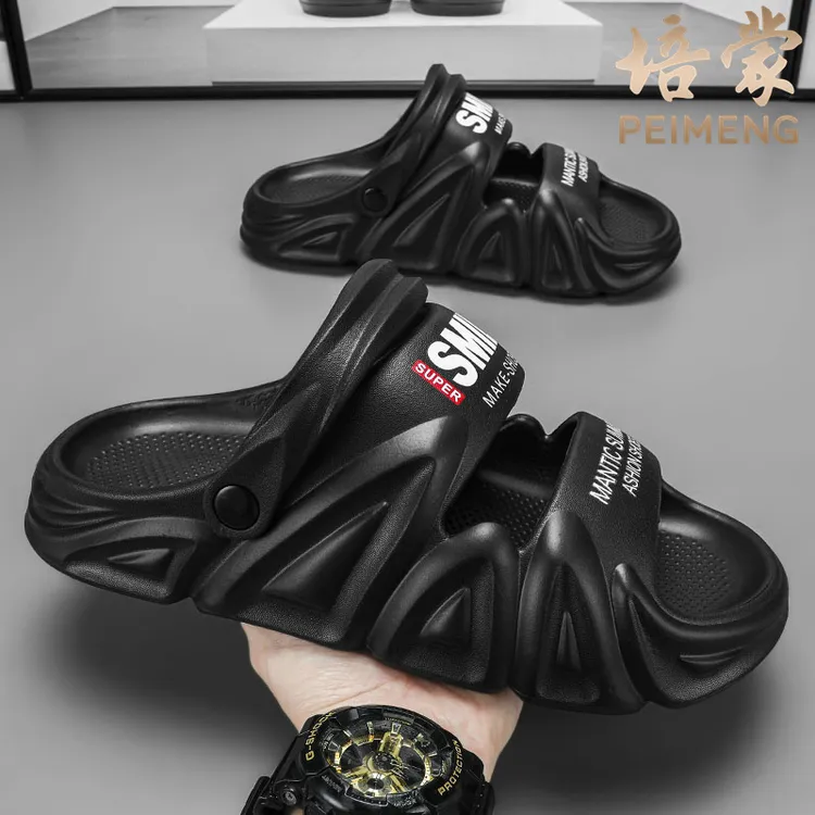 培蒙厚底拖鞋男夏季外穿防滑耐磨踩屎感开车两用情侣休闲沙滩凉鞋