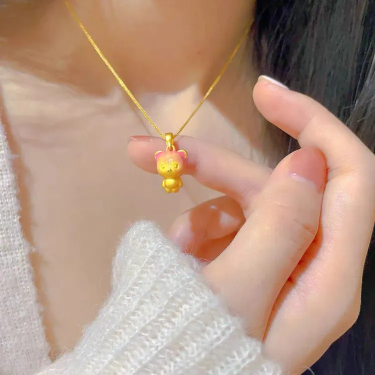 钛钢项链 不掉色时尚百搭甜美草莓熊项链女精致小众ins设计感饰品