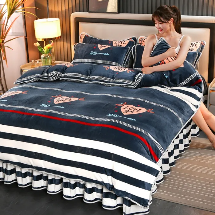 2025新款加厚牛奶绒床上用品可机洗保暖绒床裙款四件套