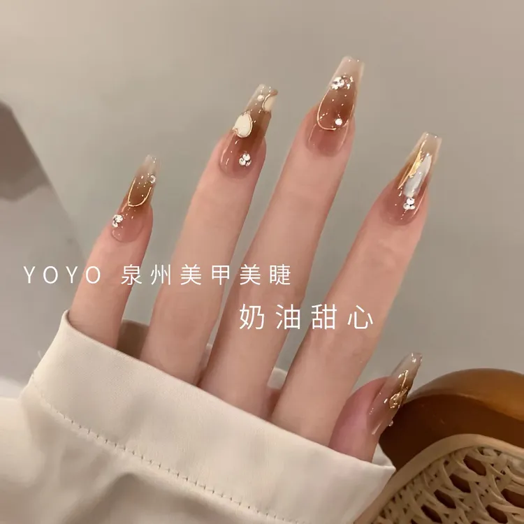 【奶油甜心】禧悦指甲贴穿戴式美甲穿戴甲可拆卸假指甲手工光疗甲片