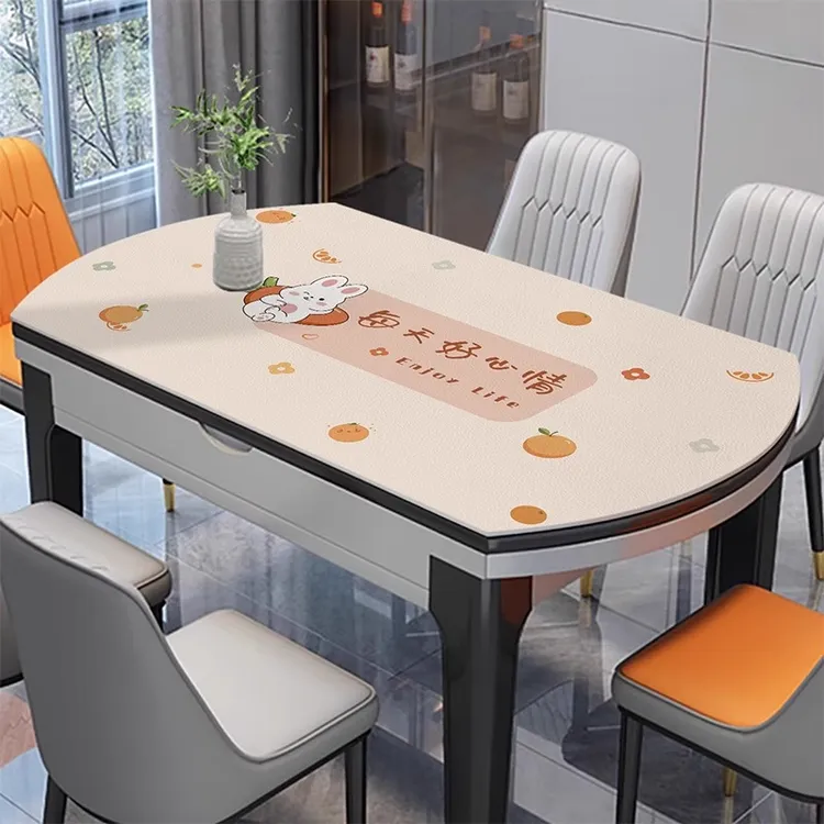 椭圆形餐桌垫子防水防油免洗桌面保护垫轻奢高级感防烫折叠圆桌布商品图
