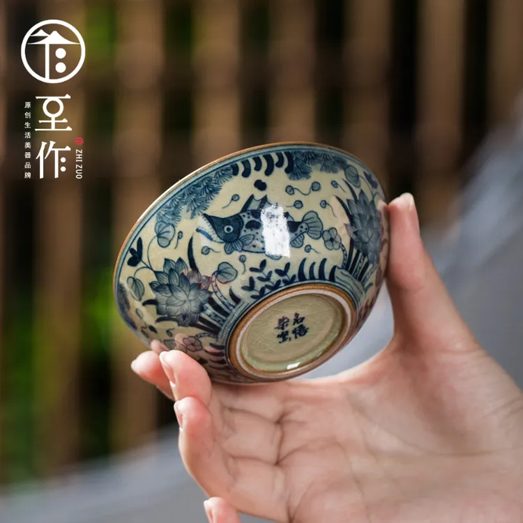 至作ZHIZUO青花主人杯单个茶杯景德镇纯手工仿古青花杯单杯茶杯
