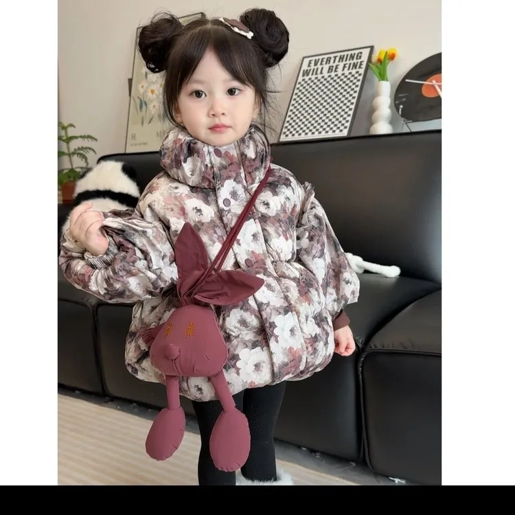 女童棉衣服冬季2024新款洋气女宝宝冬装棉袄儿童冬款棉衣女孩棉服