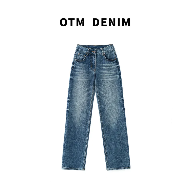 OTM DENIM【灼光】直筒牛仔裤女韩版蓝色新款秋冬潮流阔腿显瘦宽松
