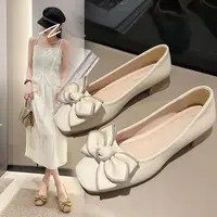 【牛筋软底】豆豆鞋女2025新款百搭一脚蹬浅口瓢鞋蝴蝶结平底单鞋