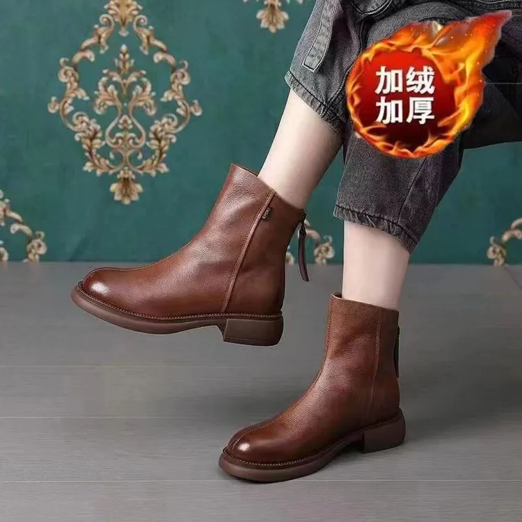 真软皮2025年秋冬新款马丁靴英伦风冬季靴子英伦风百搭切尔西靴