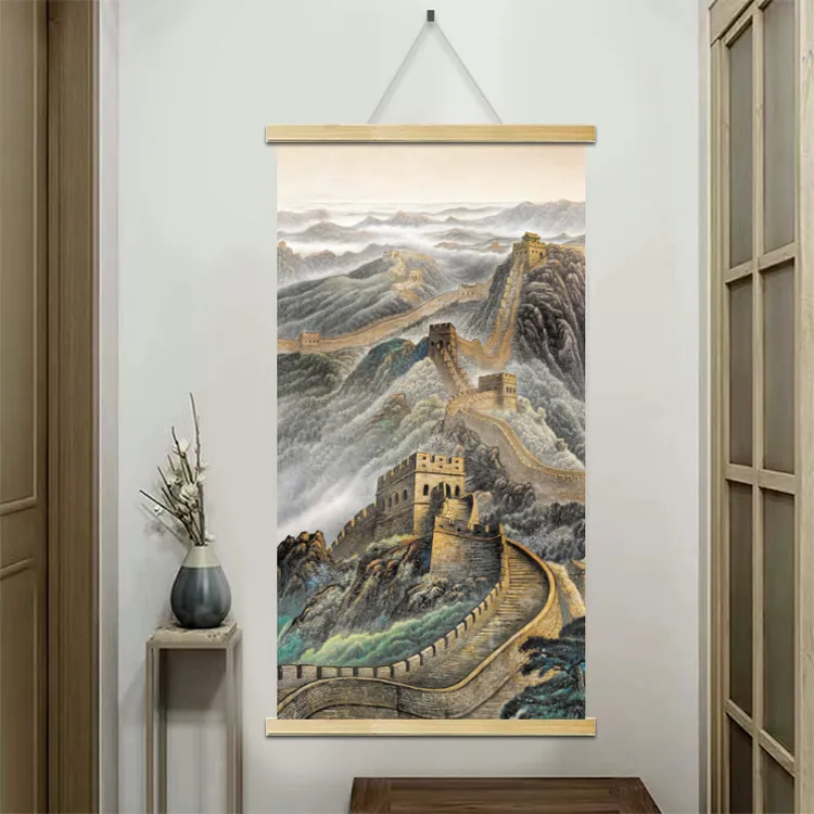 （长城）客厅装饰品玄关装饰画居饰品挂画卷轴实木挂轴福字挂画