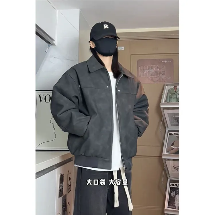 2025新款皮夹克潮流宽松复古柳钉皮衣外套百搭休闲夹克男女款