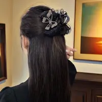 A精致蝴蝶抓夹高级感盘发鲨鱼夹黑色大号夹子头饰后脑勺1135