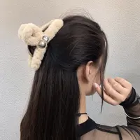 A毛绒抓夹发夹后脑勺头饰秋冬新款气质高级感大号鲨鱼夹1310