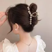 A 约11cm韩版珠珠抓夹女鲨鱼夹子大号高级感发夹头饰发卡1203
