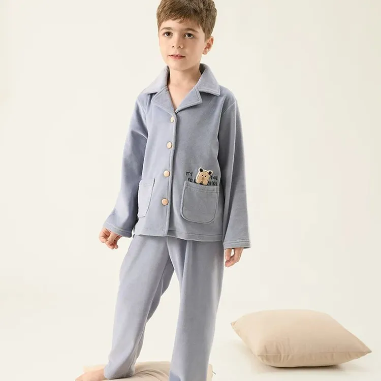 2025新儿童海岛绒睡衣套秋冬a类卡通加厚长袖男孩保暖宝宝家居服