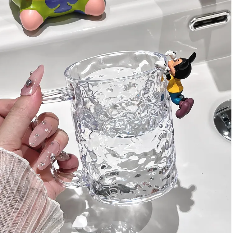 洗漱杯透明白家用情侣冰川纹学生宿舍漱口杯大容量刷牙杯透明简约