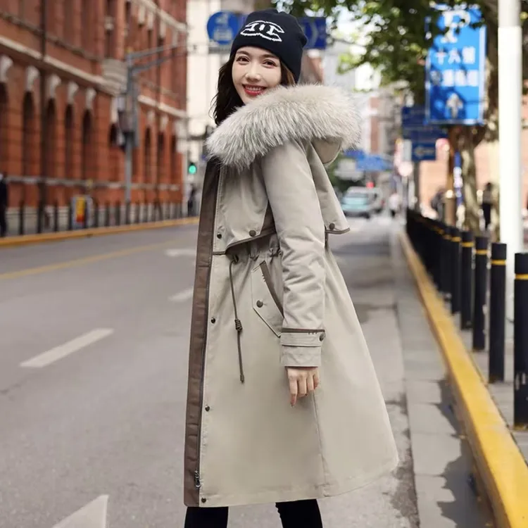 2024冬季连帽中长款羽绒派克服保暖休闲时尚女款大毛领显瘦加厚