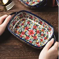 1高温瓷釉下彩雏菊家用创意烤盘中号烤盘深菜盘