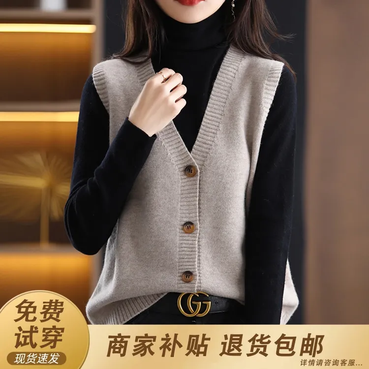 针织毛衣背心女马甲开衫2025春秋新款v领外搭上衣秋季外穿小马夹