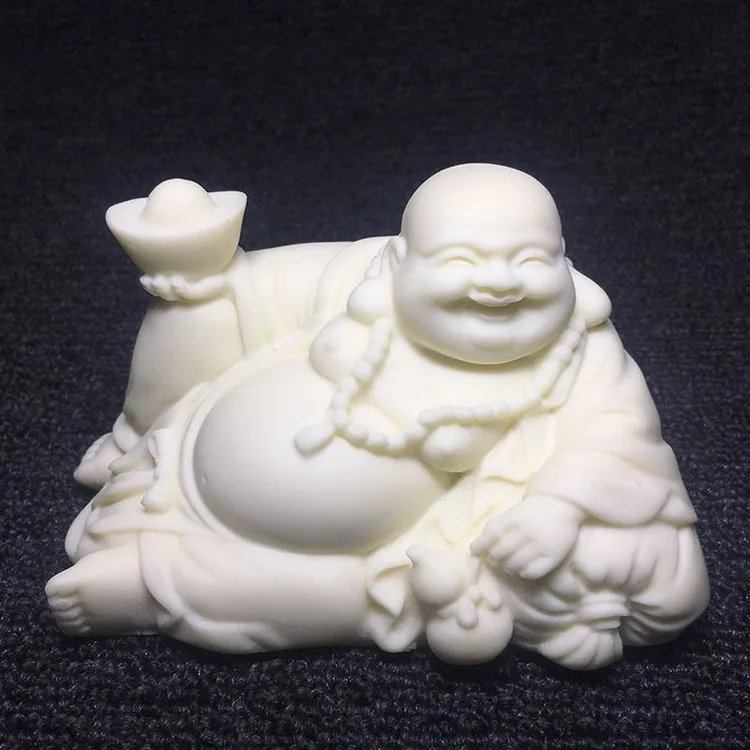 菩提果雕刻布袋弥勒佛车摆手工陶瓷白瓷摆设个性工艺品车载创意