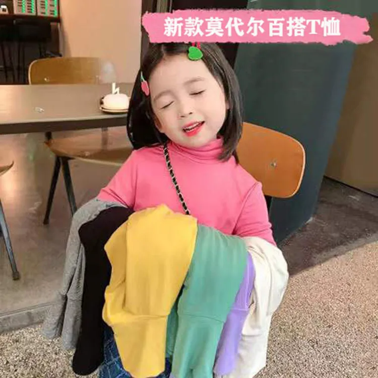 儿童薄款高领打底衫莫代尔纯色春秋男童女童成人小童韩版百搭长袖