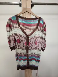 5815--夏季气质时尚修身低领碎花针织衫