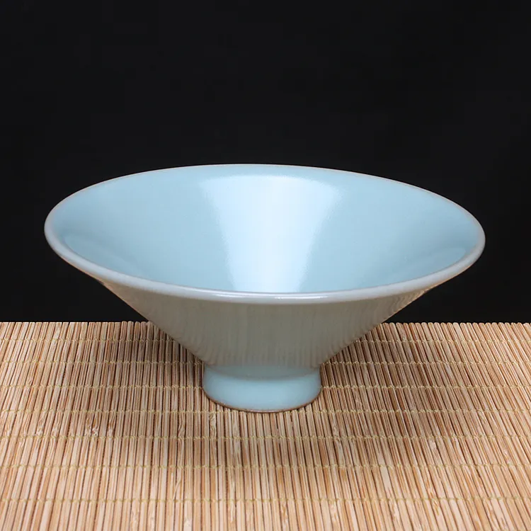 王振宇汝瓷仿古釉手工斗笠杯原产地汝窑玛瑙釉开片陶瓷茶杯品茗杯