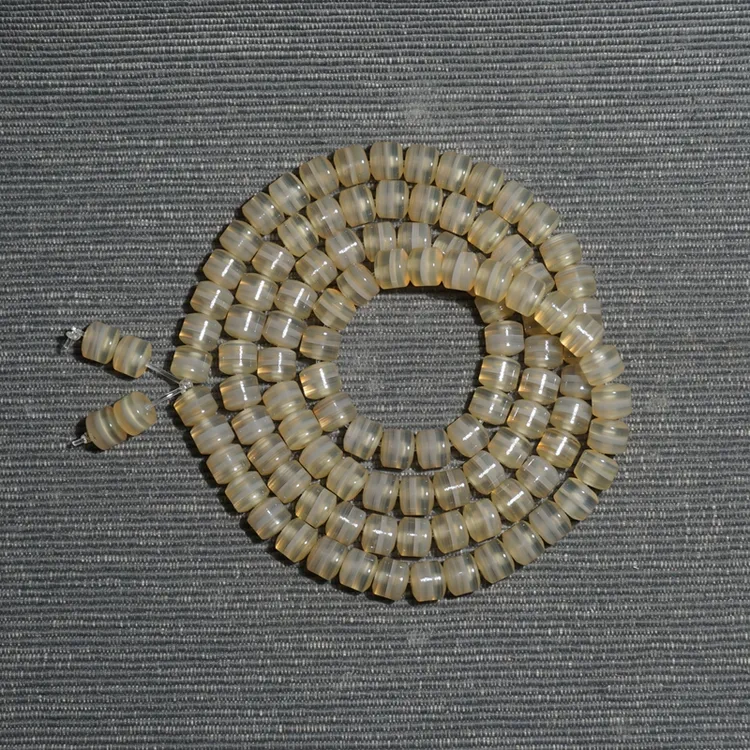 天然黄冰一线药师直切桶珠手链  高冰一线玛瑙手串佛珠8.2mm