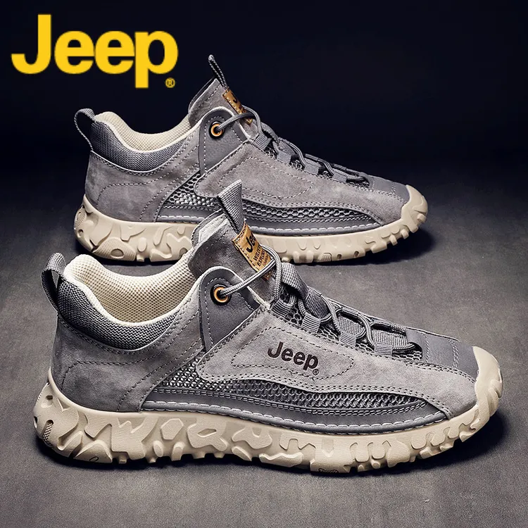 jeep吉普板鞋男鞋2025新款秋季透气网面登山运动休闲跑步鞋子男士