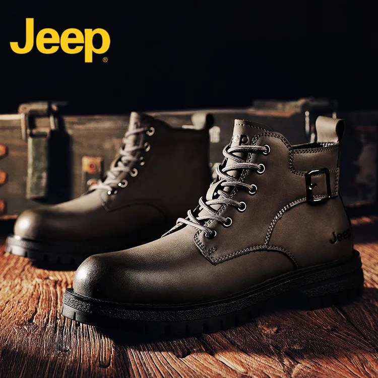 jeep吉普马丁靴男鞋高帮2025新款秋季英伦风中帮雪地工装靴子男士