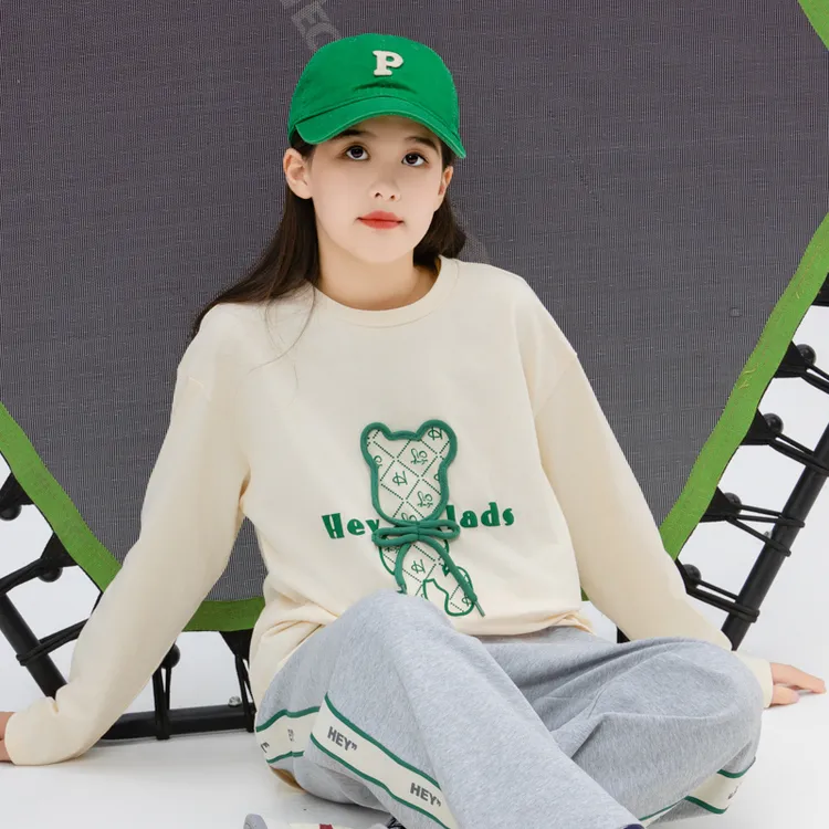 13527女童春秋宽松休闲时尚可爱洋气中大童长袖T恤NJTDJ13527A