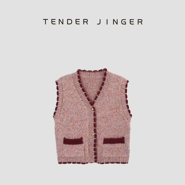 Tender Jinger【专柜】女休闲V领花纱撞色背心T43SCC78165