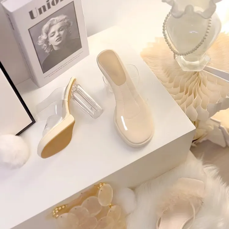 透明高跟凉鞋女夏2025年新款时尚网红水晶高跟凉拖鞋女外穿夏季