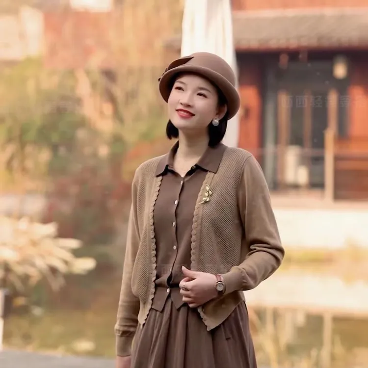 【西西】假两件衬衫领绵羊毛美拉德洋气时尚百搭气质长袖轻奢#8899