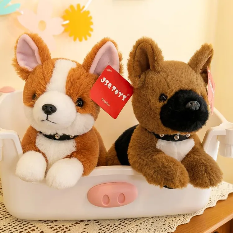 仿真名犬柯基公仔可爱雪纳瑞玩偶宠物狗狗安抚布娃娃马犬毛绒玩具