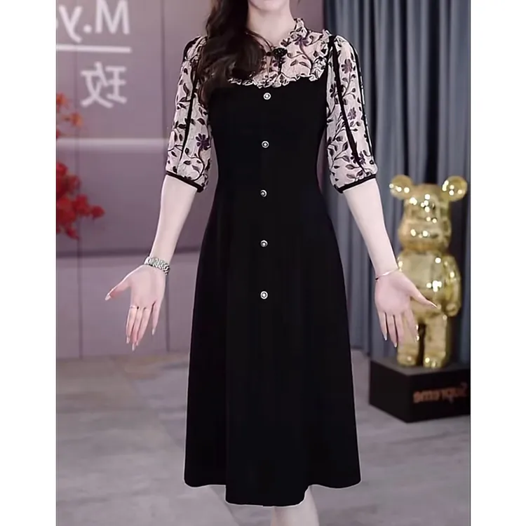 女装连衣裙2024新款夏季气质韩版显瘦百搭收腰连衣裙MY24Q317款