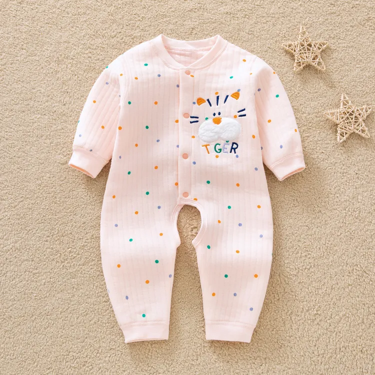 秋季婴儿纯棉保暖开裆哈衣护肚衣服睡衣新生儿秋冬连体衣宝宝爬服
