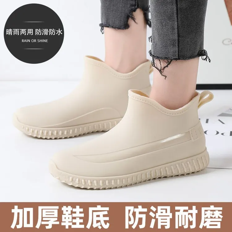 干湿两用防水鞋时尚外穿防滑雨鞋女加绒耐磨韩版胶鞋工作四季雨靴
