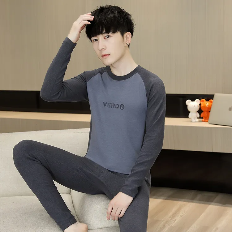 德绒不起球高中学生保暖内衣套装男士大童青少年秋衣秋裤初中薄款