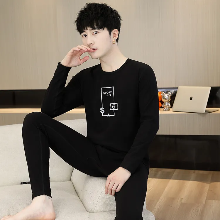 薄款德绒不起球高中学生保暖内衣套装男士大童青少年秋衣秋裤初中