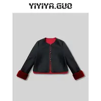 yiyiya.Guo艺艺吖【月影疏】黑色圆领外套20242351