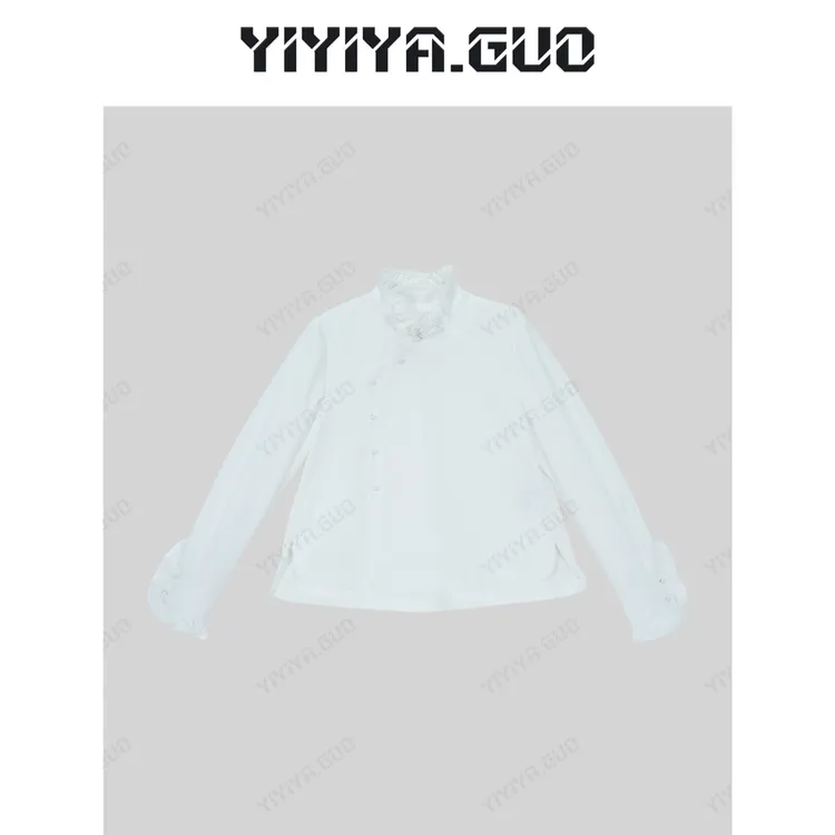 yiyiya.Guo艺艺吖【海岸阳光】新中式中国风花边领斜襟上衣20242838