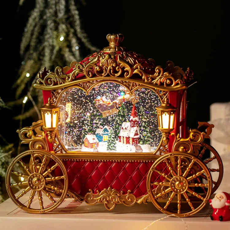 圣诞礼物八音盒马车老人飘雪音乐盒水晶球儿童生日礼物女生礼品