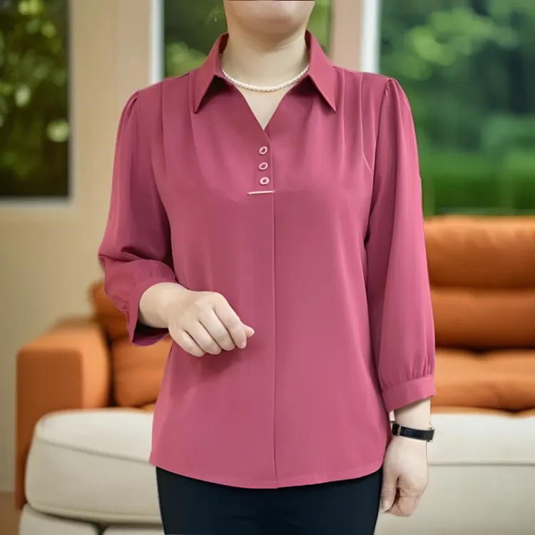 春秋时尚小衫百搭女士洋气遮肚显瘦中袖T恤大码中年妈妈装夏季