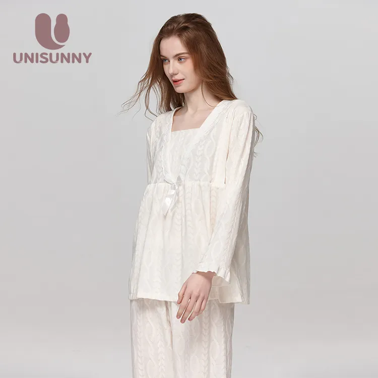 unisunny月子服孕妇哺乳睡衣秋季产后喂奶产妇11月份家居服套装