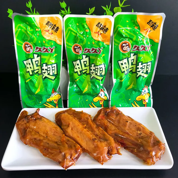 久久丫甜辣鸭散装老酱卤味鸭翅膀肉类小吃办公室麻辣休闲小零食
